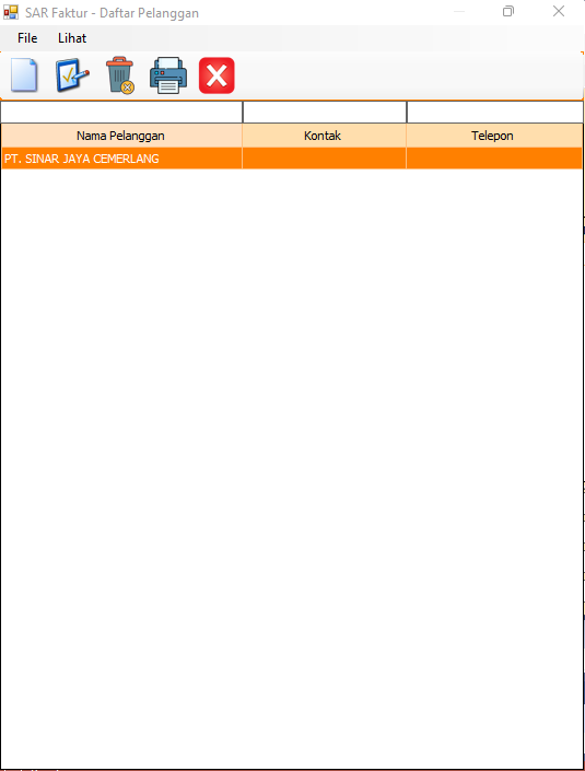 Layar Daftar Pelanggan